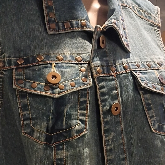 Cato Blue Denim Vest with Button Accents - Picture 3 of 6